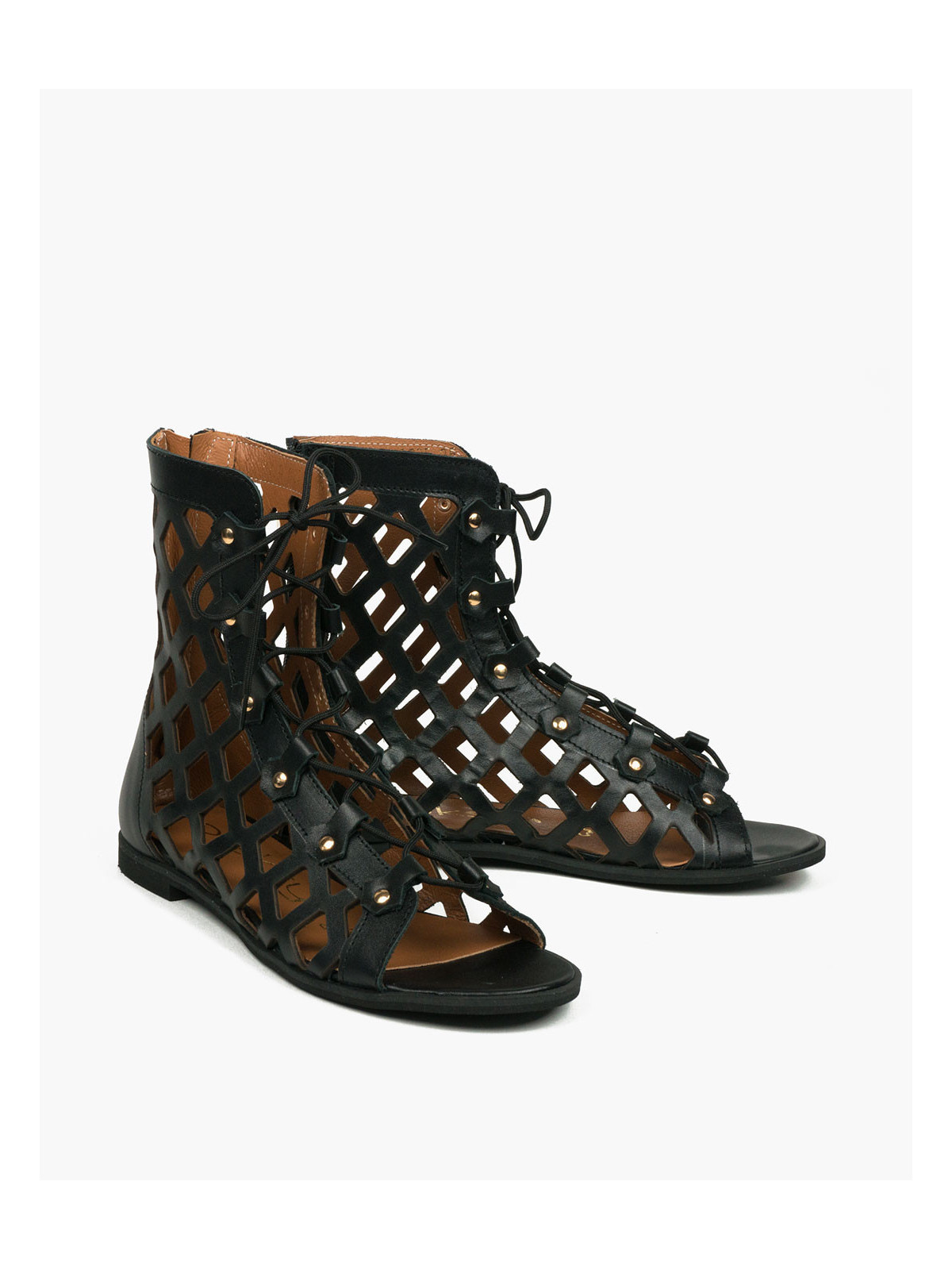 Czarne sandały damskie skórzane