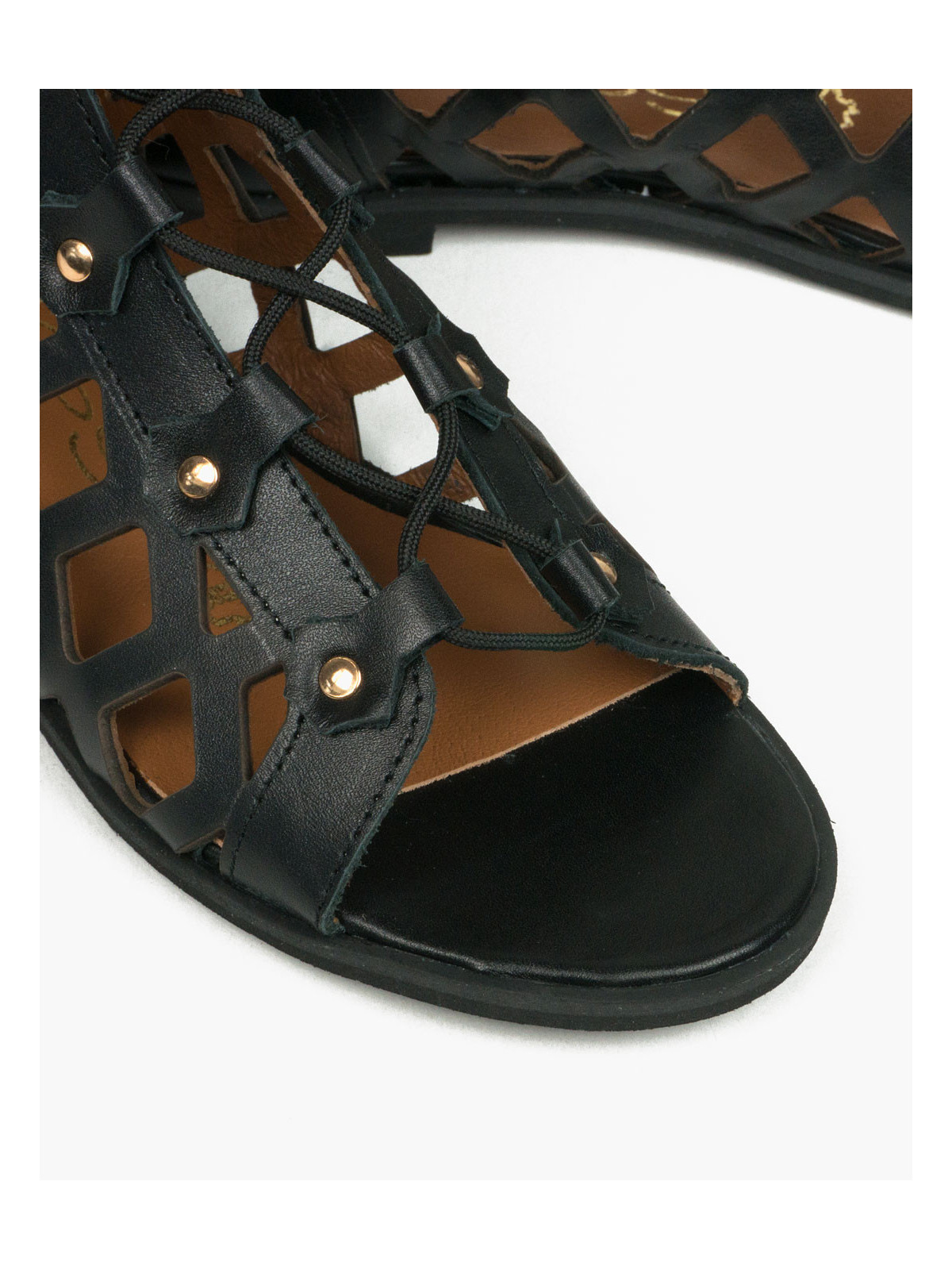 Czarne sandały damskie skórzane