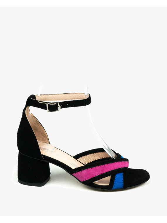 Czarne sandały damskie skórzane