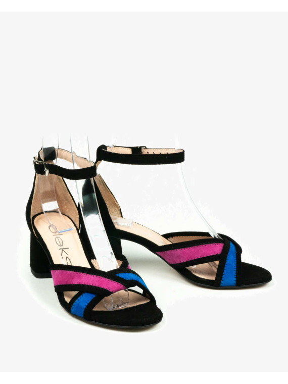 Czarne sandały damskie skórzane