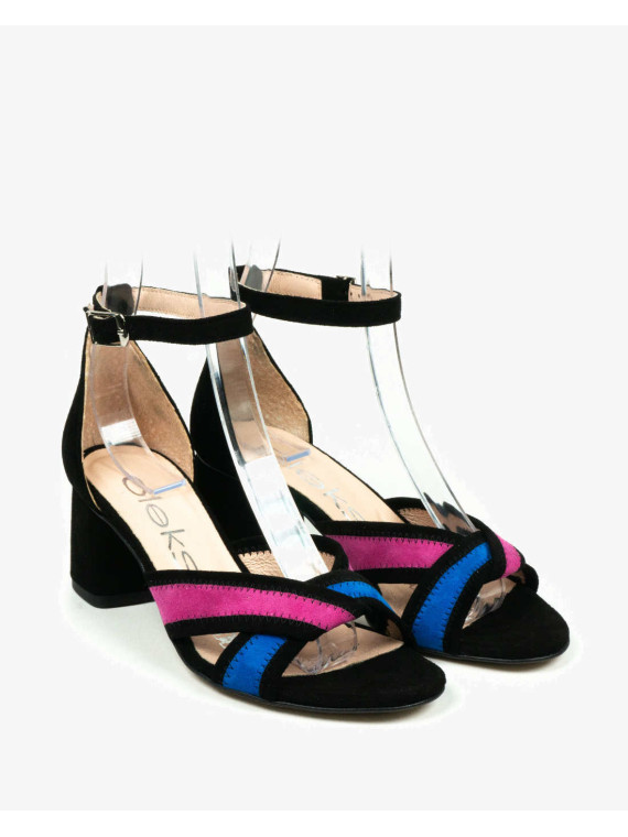 Czarne sandały damskie skórzane