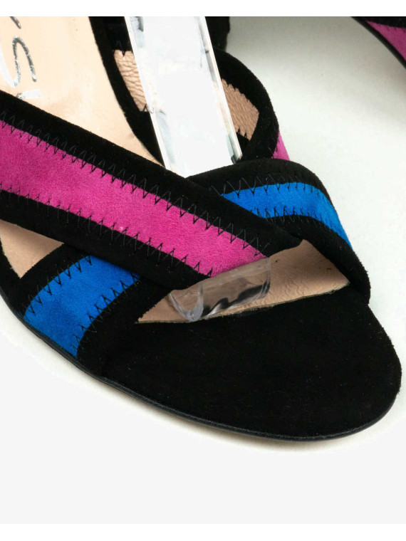 Czarne sandały damskie skórzane