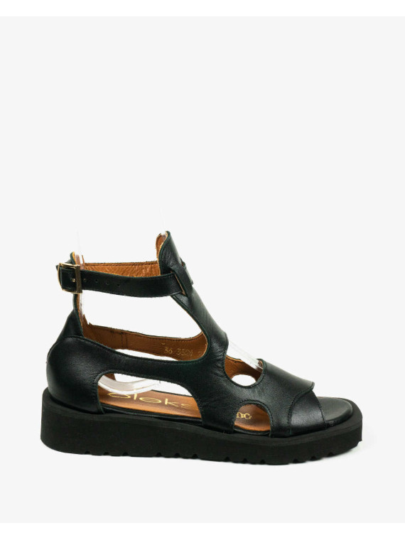 Czarne sandały damskie skórzane