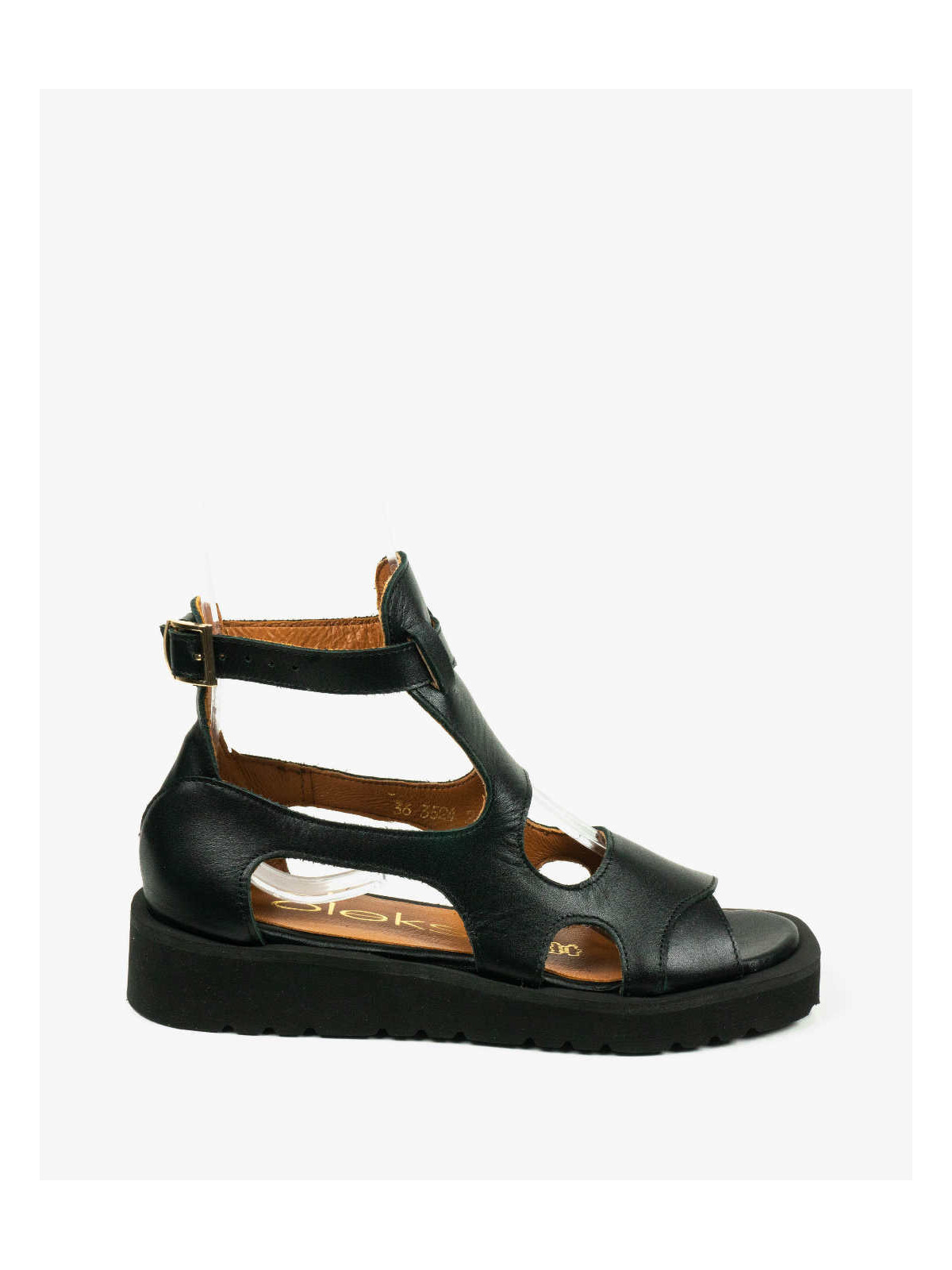 Czarne sandały damskie skórzane