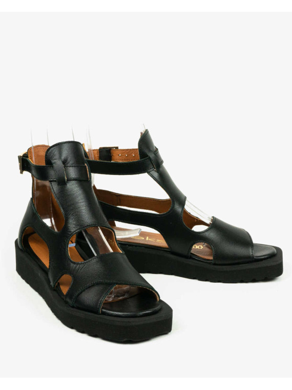 Czarne sandały damskie skórzane