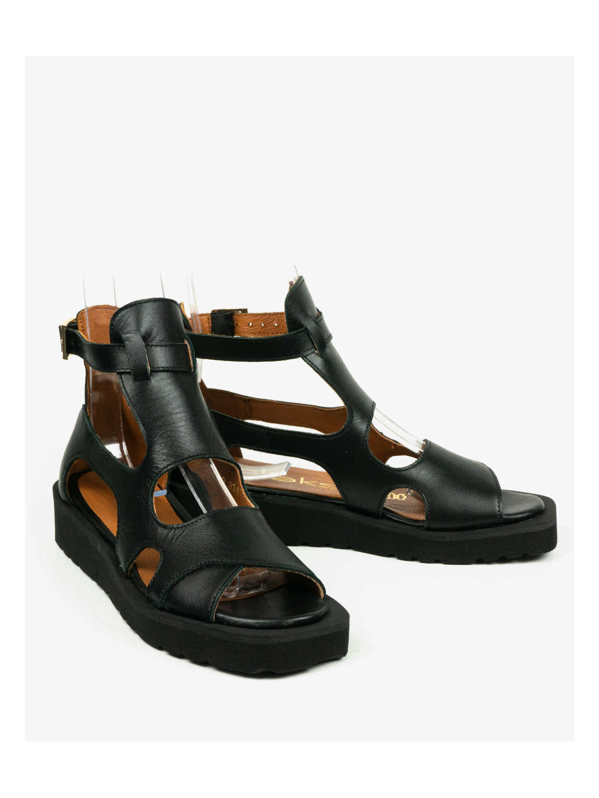 Czarne sandały damskie skórzane