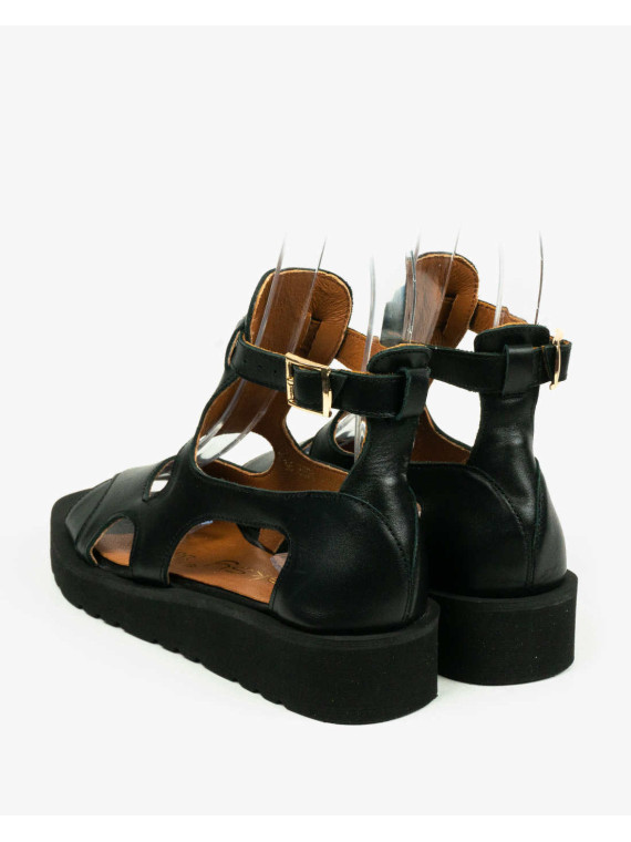 Czarne sandały damskie skórzane