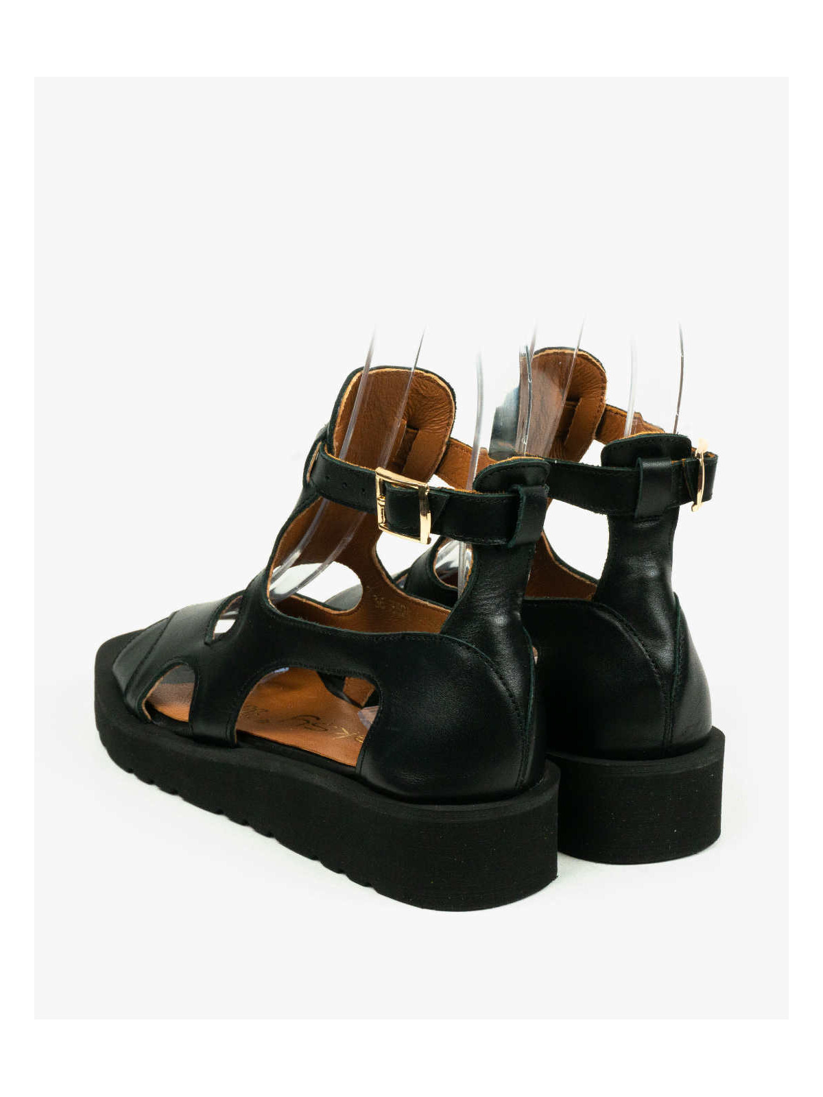 Czarne sandały damskie skórzane