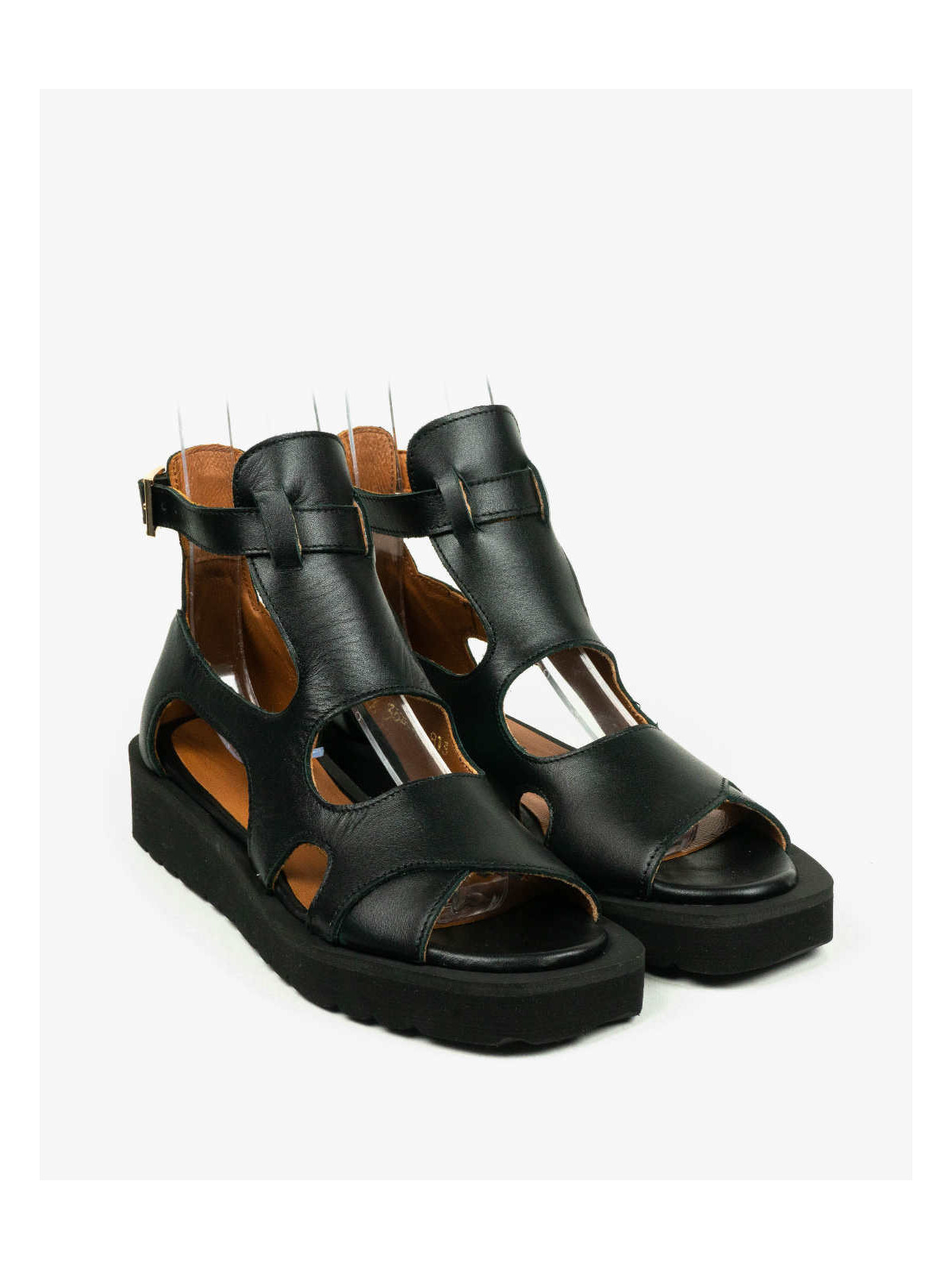 Czarne sandały damskie skórzane