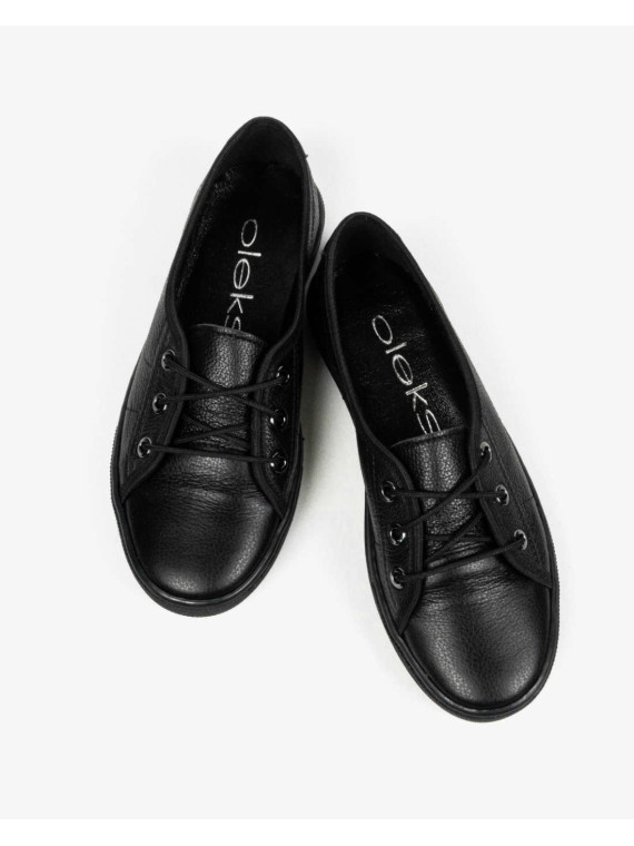 Czarne trampki damskie skórzane