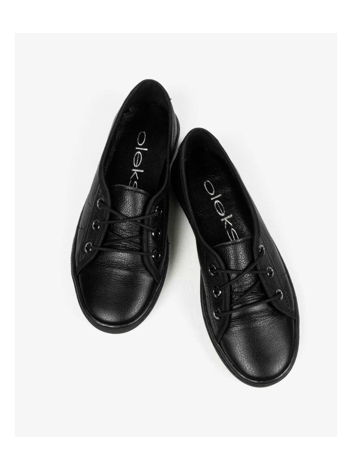 Czarne trampki damskie skórzane