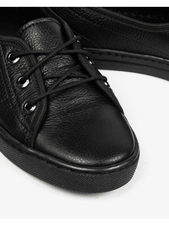Czarne trampki damskie skórzane
