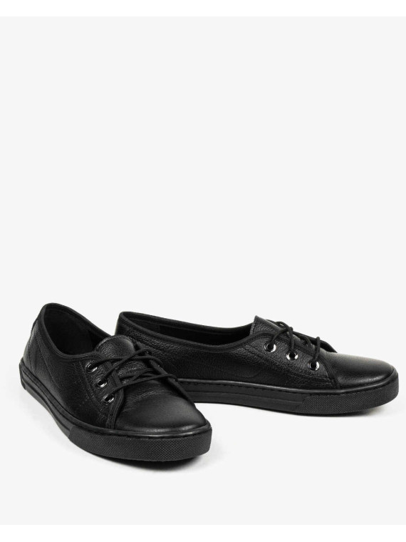 Czarne trampki damskie skórzane