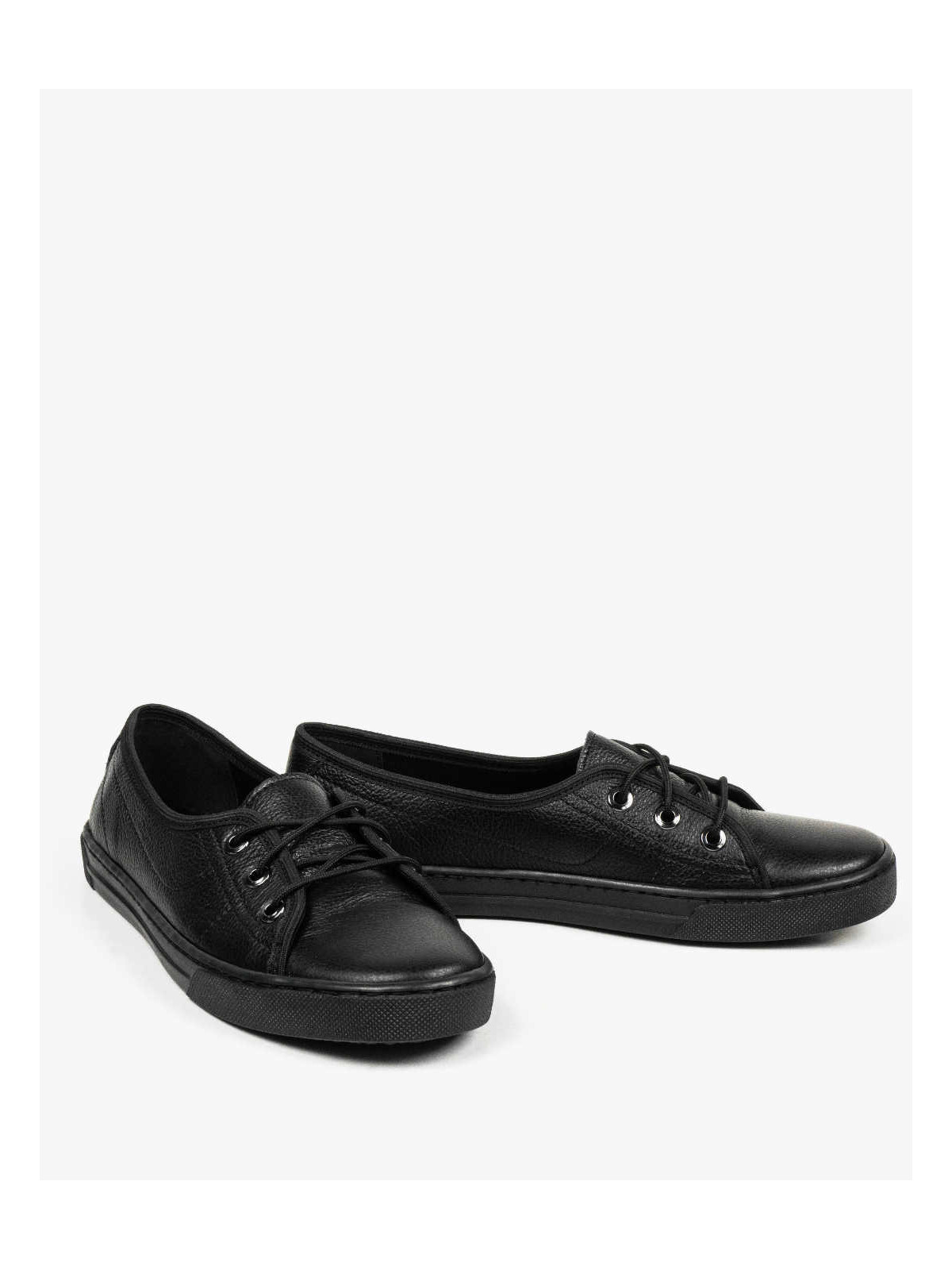 Czarne trampki damskie skórzane