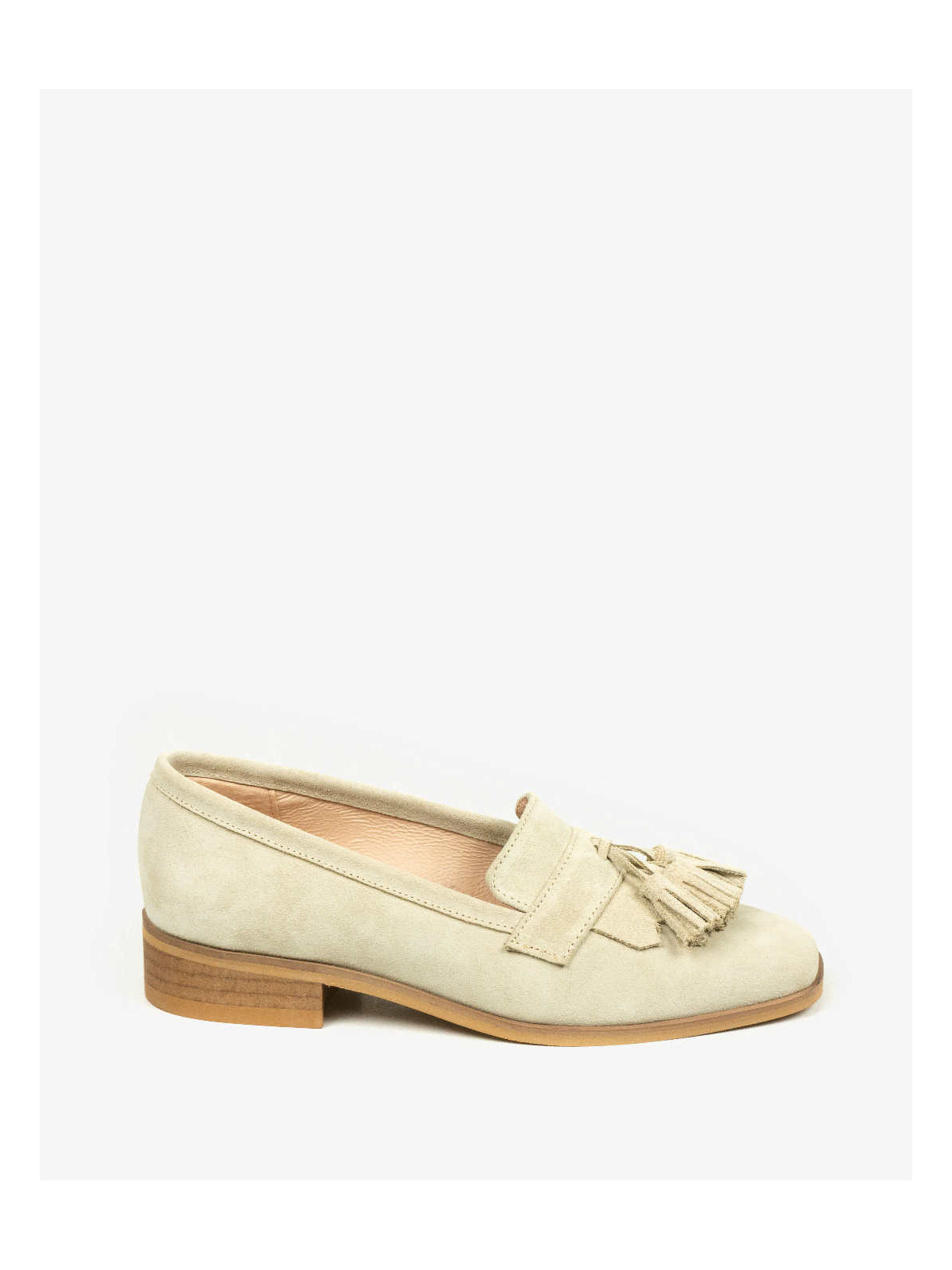 Beżowe mokasyny damskie skórzane