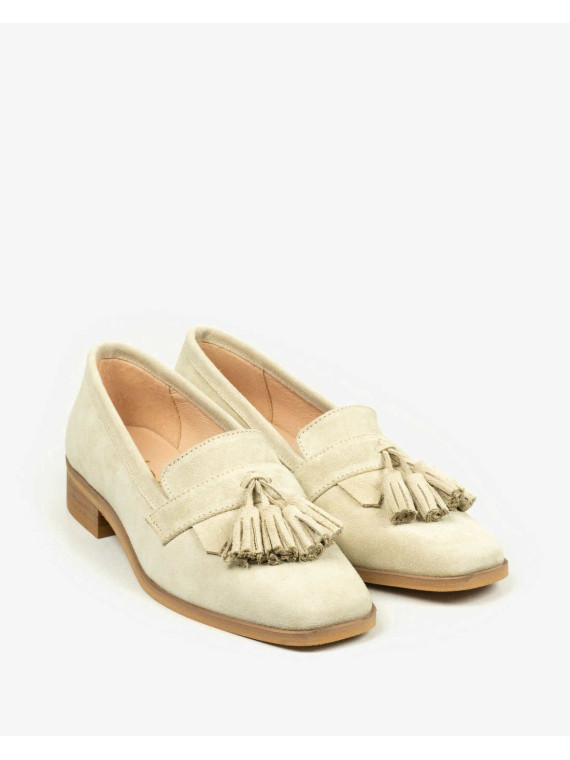 Beżowe mokasyny damskie skórzane
