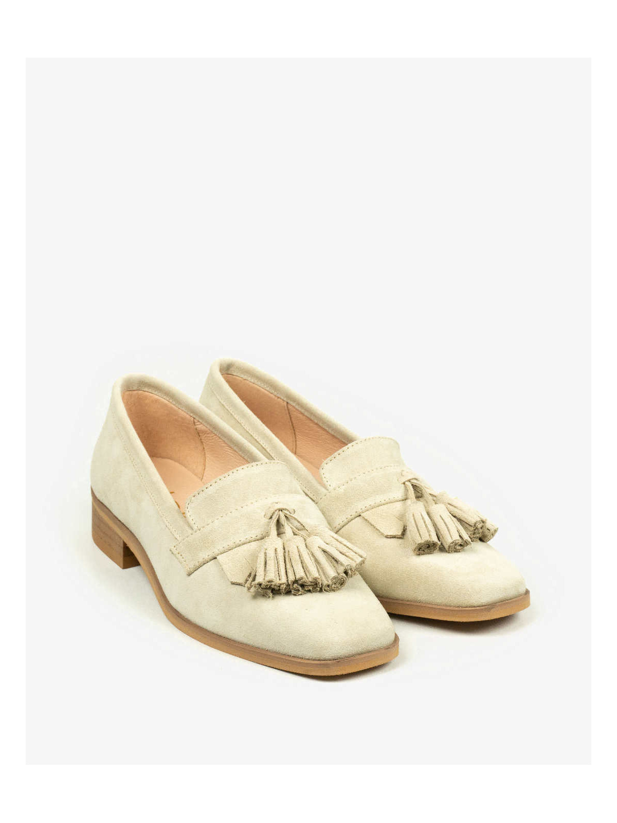 Beżowe mokasyny damskie skórzane