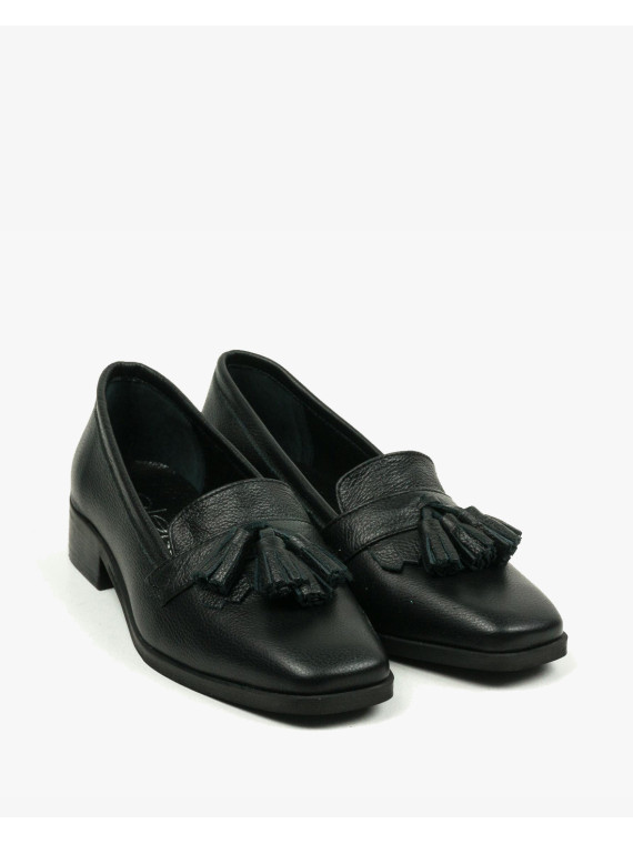 Czarne mokasyny damskie skórzane