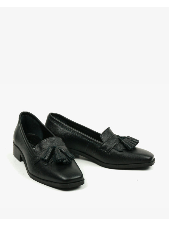 Czarne mokasyny damskie skórzane