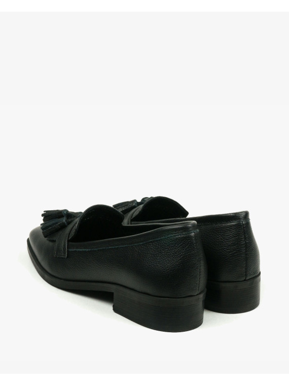 Czarne mokasyny damskie skórzane