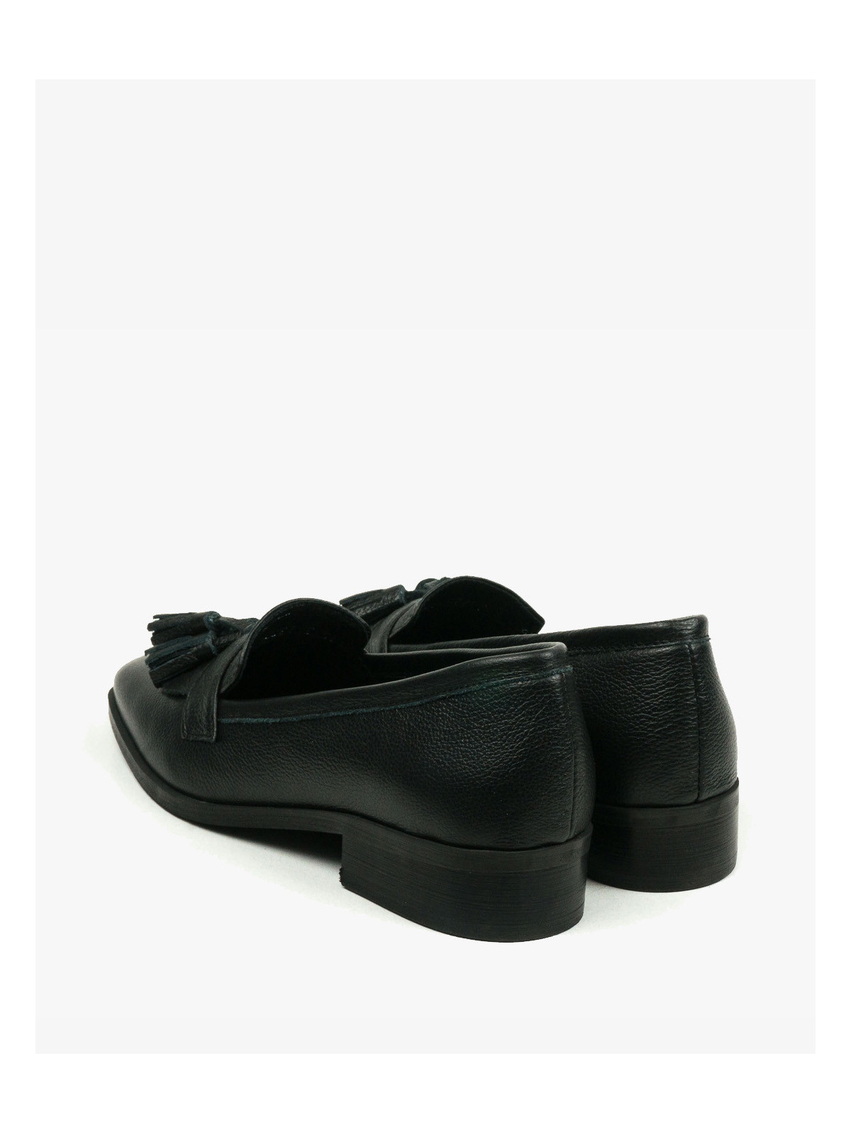 Czarne mokasyny damskie skórzane