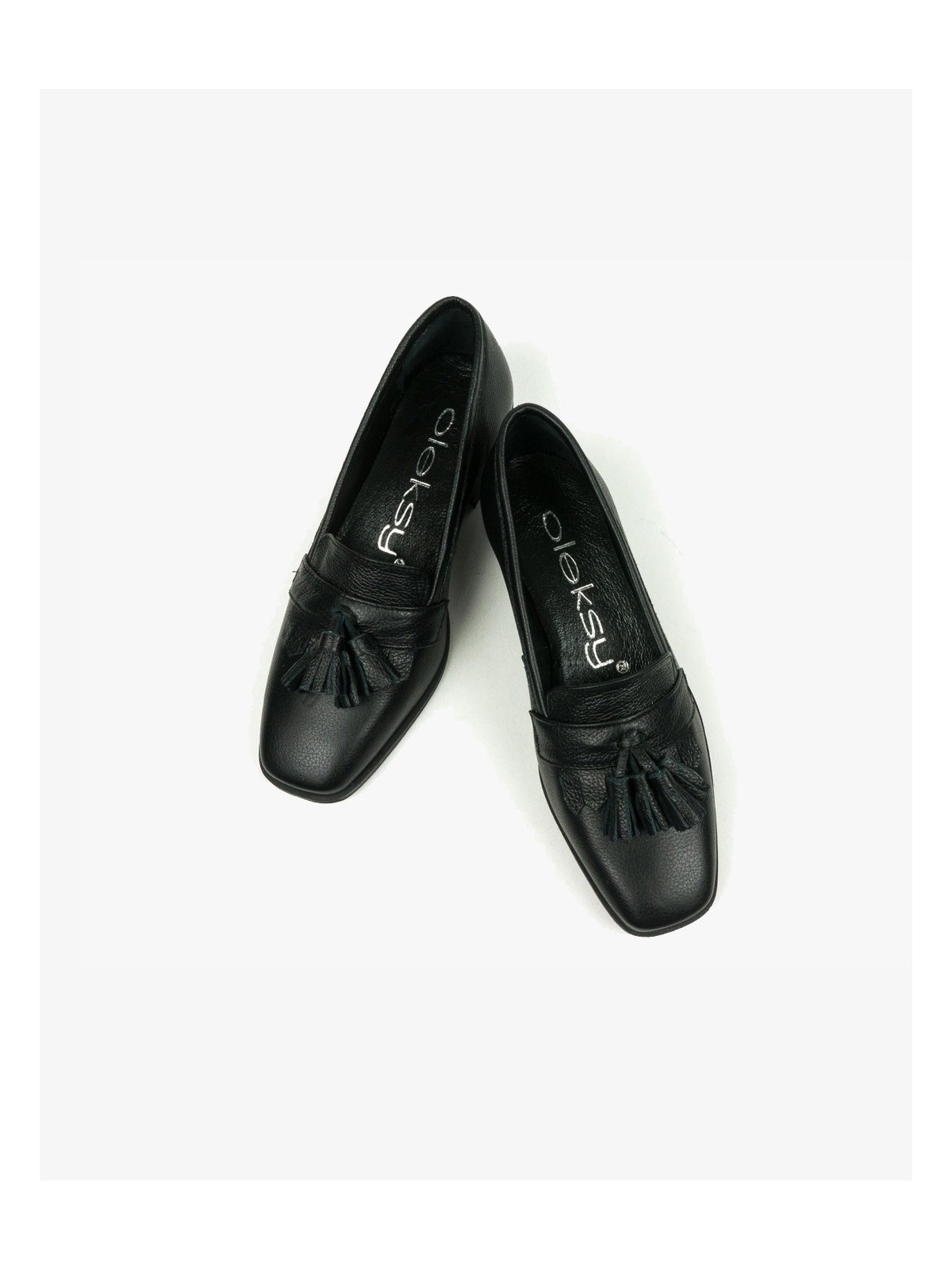 Czarne mokasyny damskie skórzane