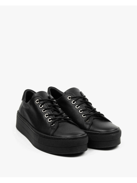 Czarne trampki damskie skórzane
