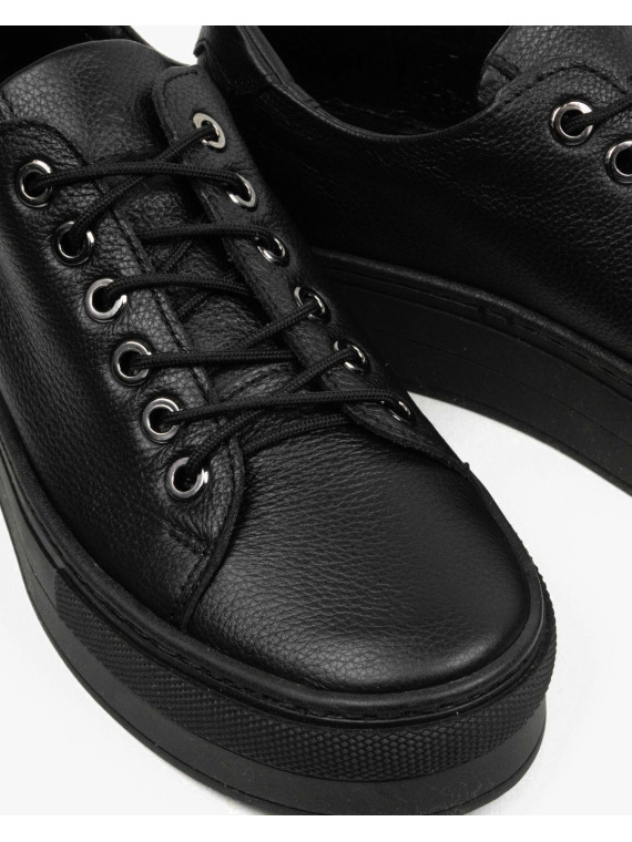 Czarne trampki damskie skórzane