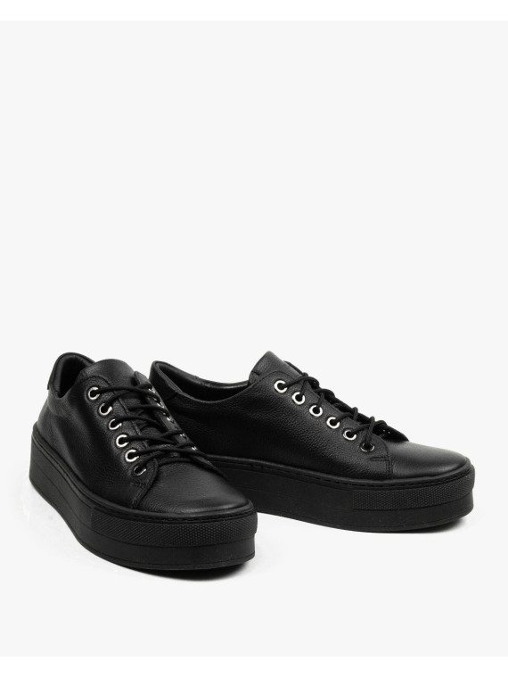 Czarne trampki damskie skórzane