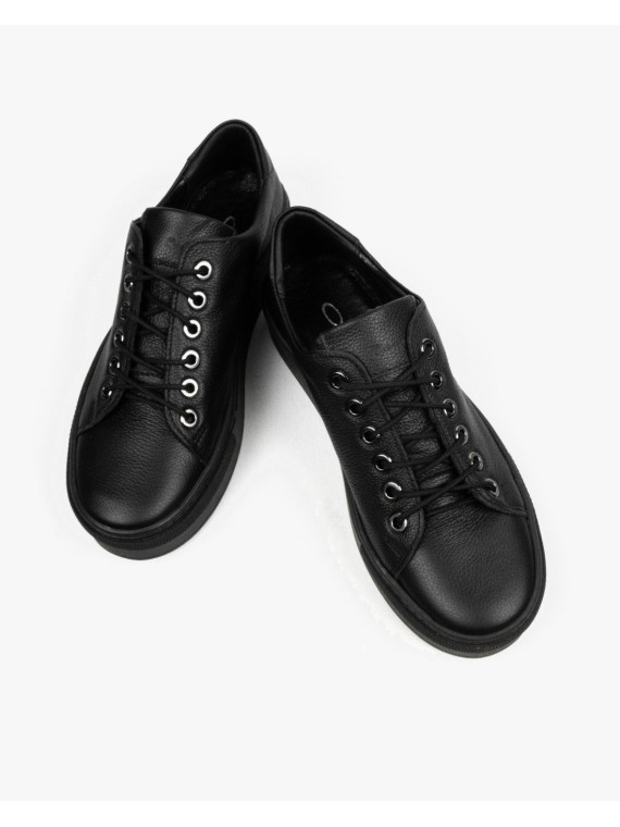 Czarne trampki damskie skórzane