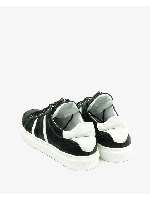 Czarne trampki damskie skórzane