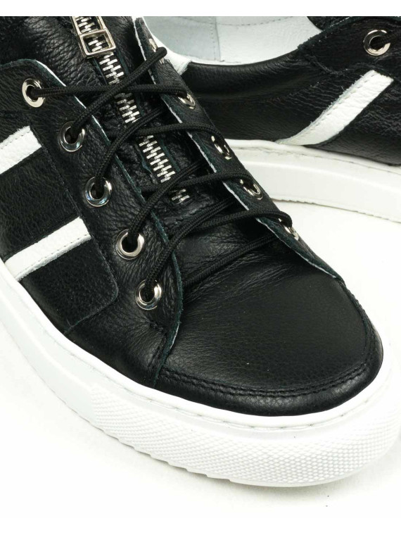 Czarne trampki damskie skórzane