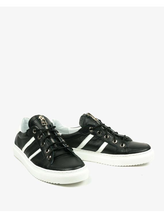 Czarne trampki damskie skórzane