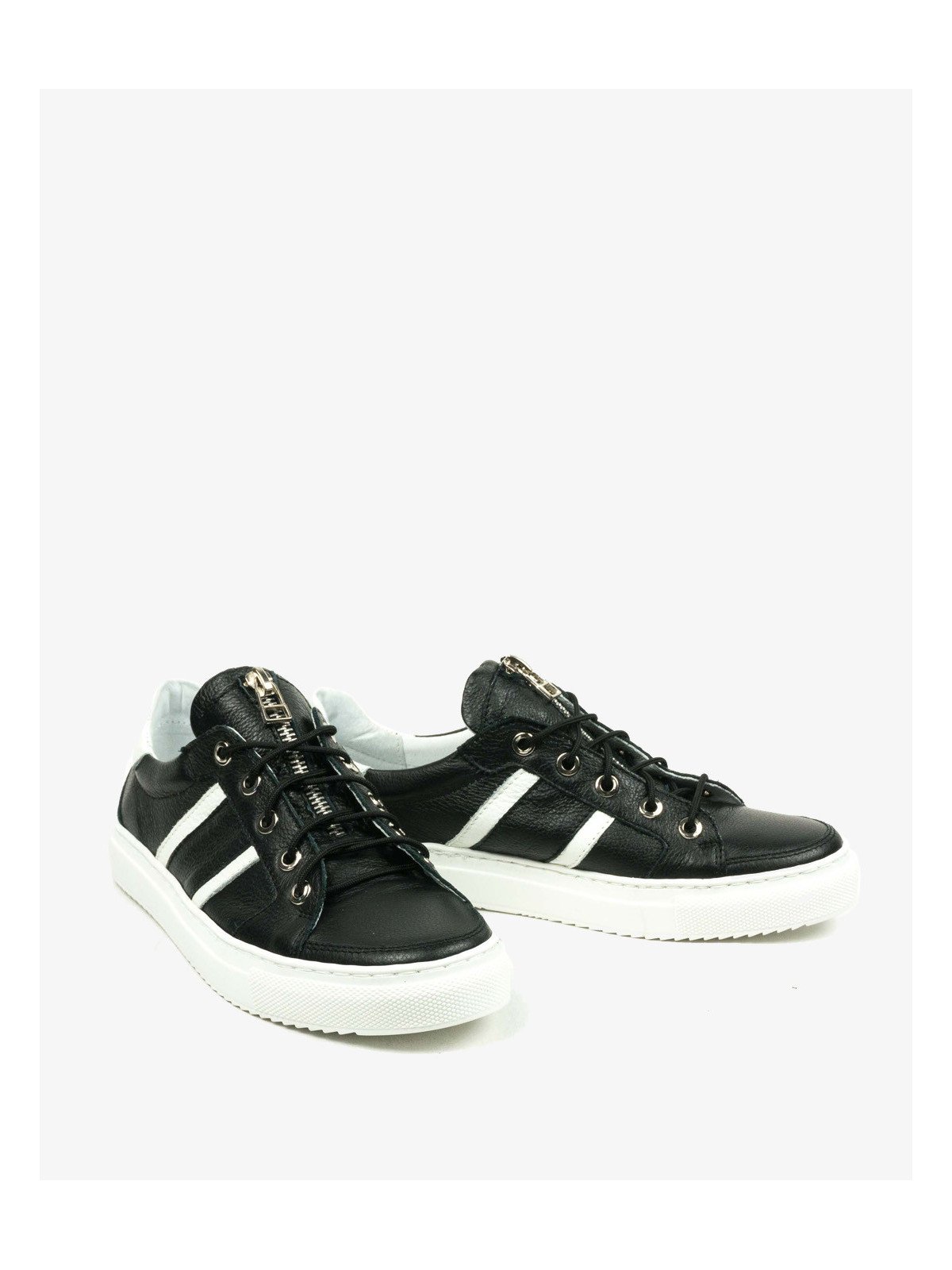 Czarne trampki damskie skórzane