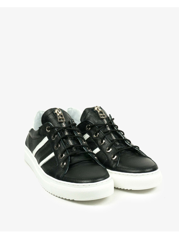 Czarne trampki damskie skórzane