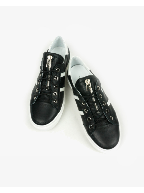 Czarne trampki damskie skórzane