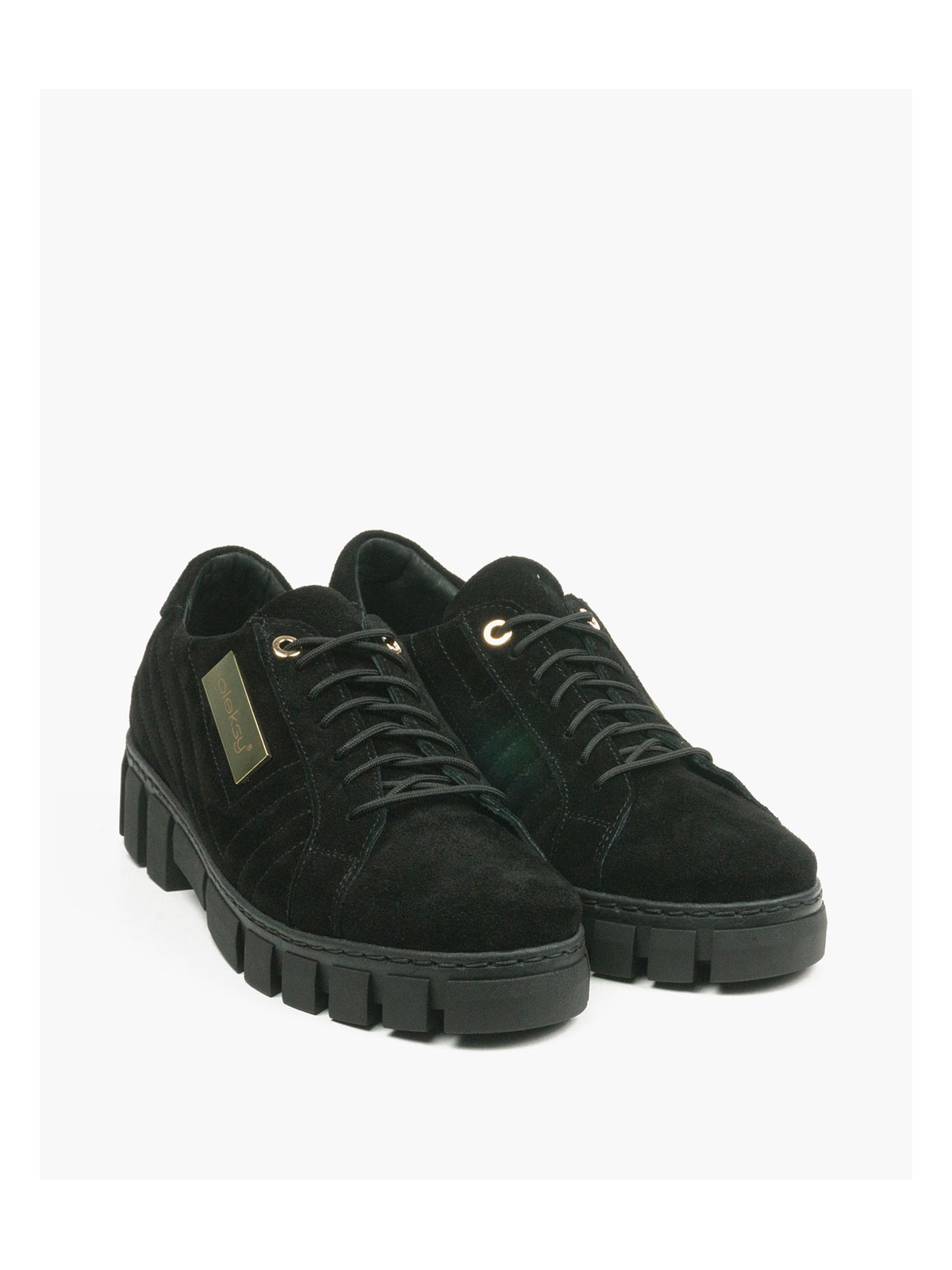 Czarne trampki damskie skórzane