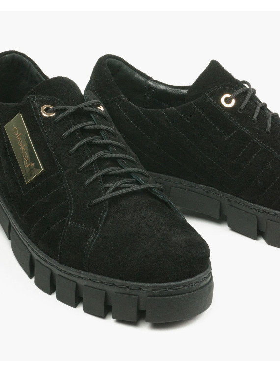 Czarne trampki damskie skórzane