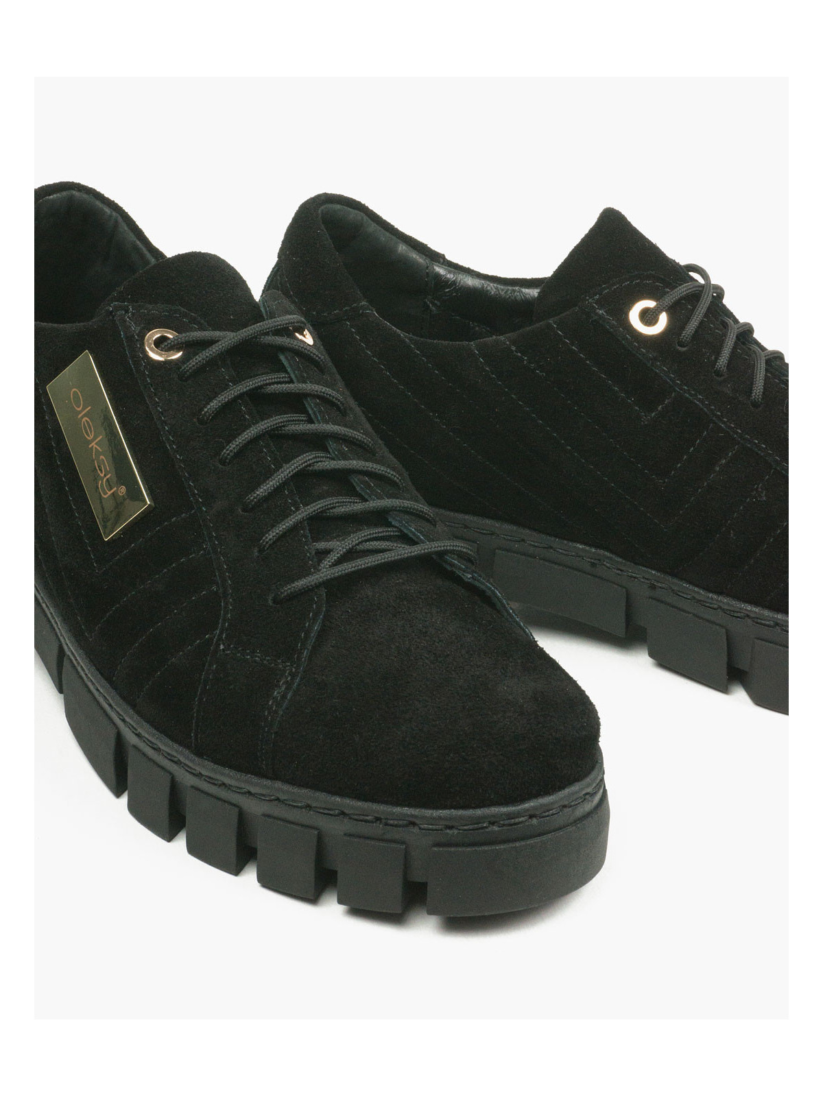 Czarne trampki damskie skórzane