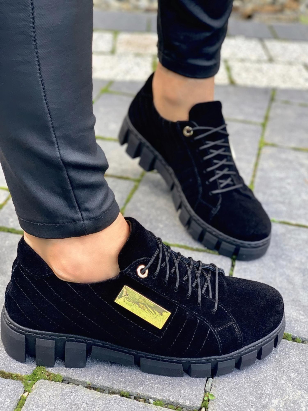 Czarne trampki damskie skórzane