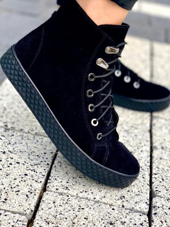 Czarne trampki damskie skórzane