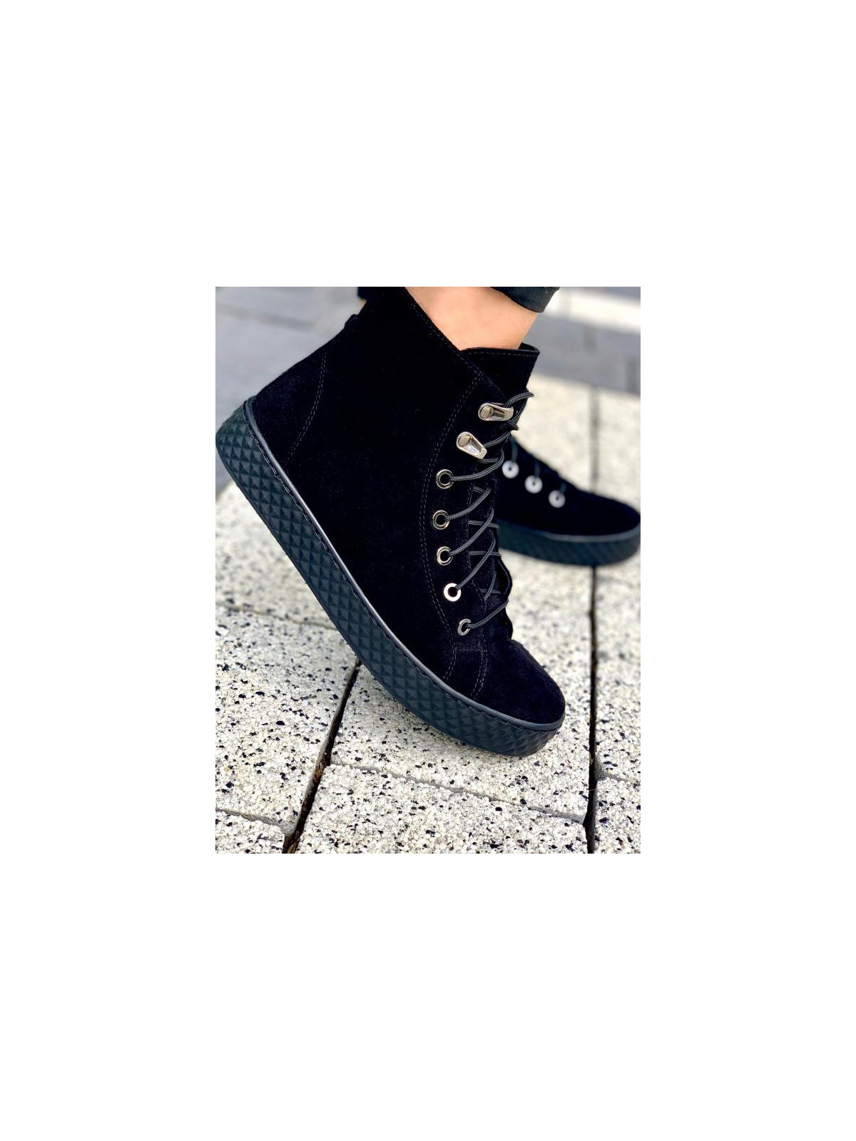 Czarne trampki damskie skórzane