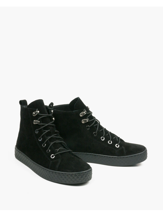 Czarne trampki damskie skórzane