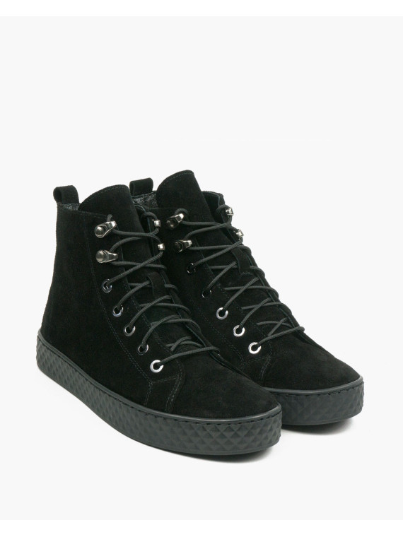 Czarne trampki damskie skórzane