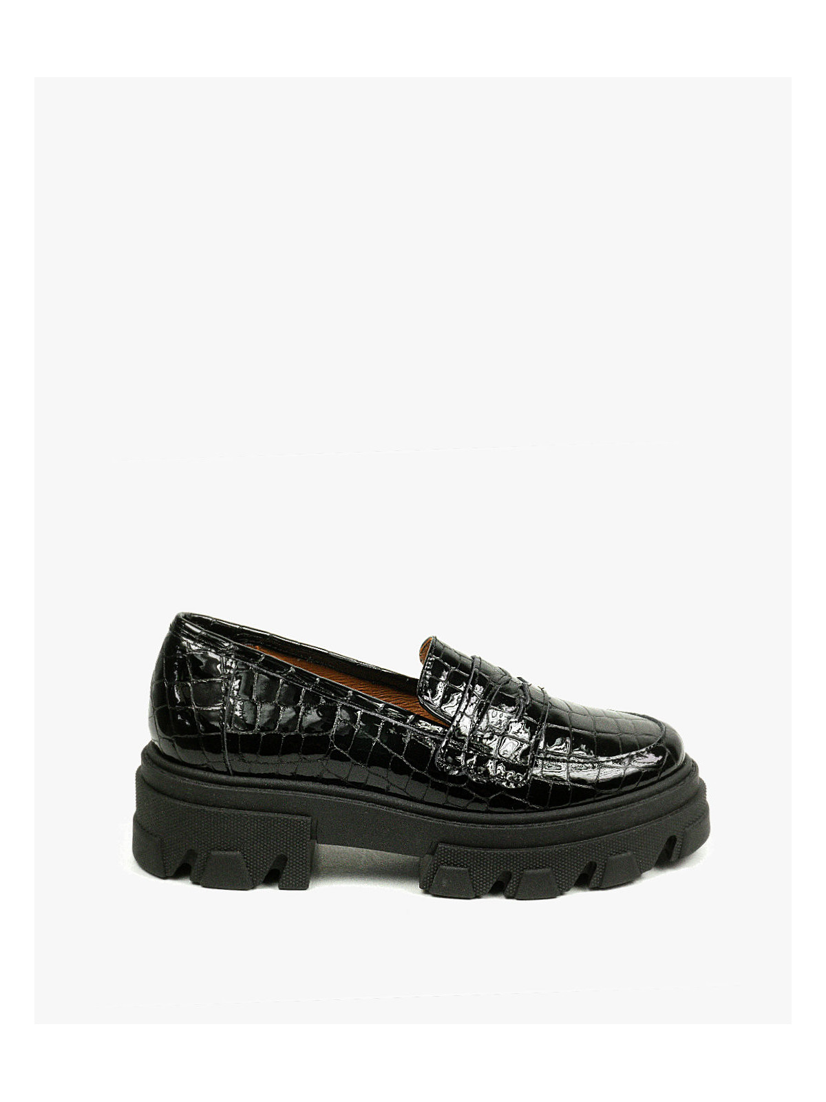 Czarne półbuty damskie skórzane