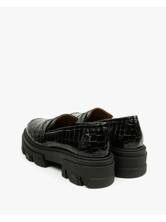 Czarne półbuty damskie skórzane