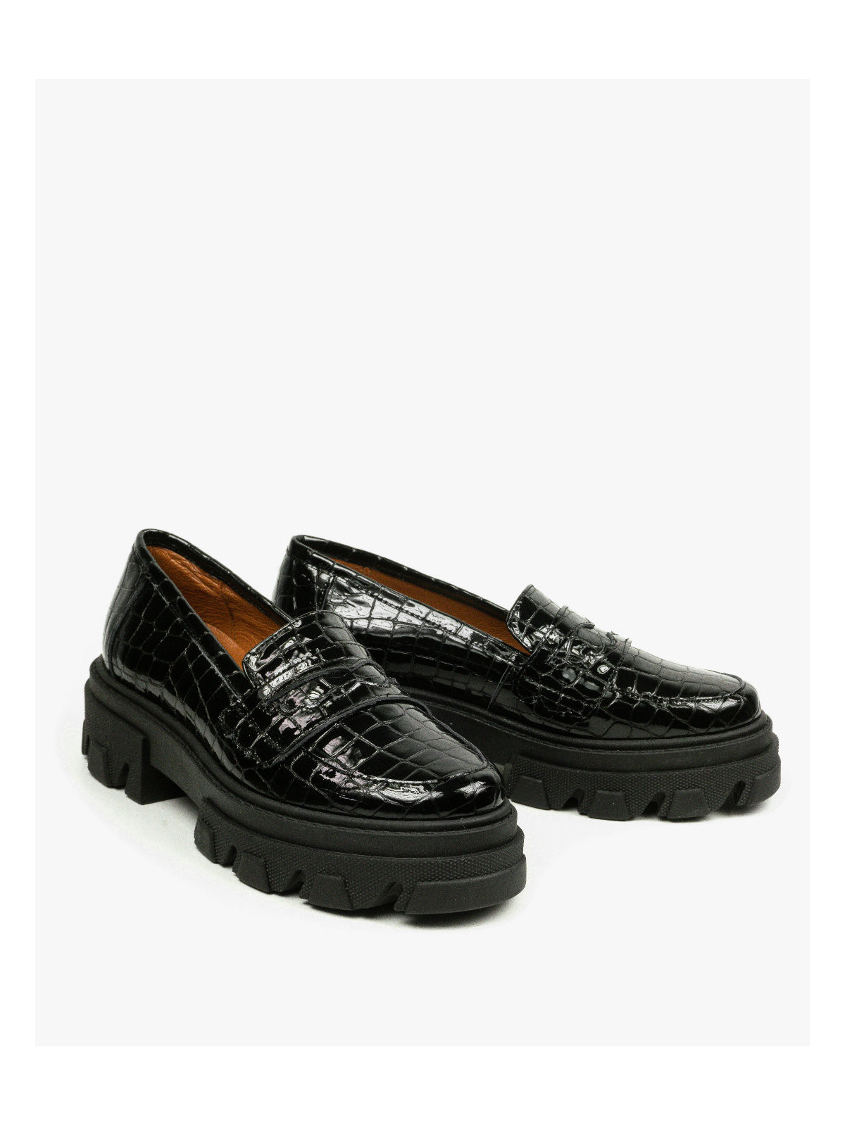 Czarne półbuty damskie skórzane