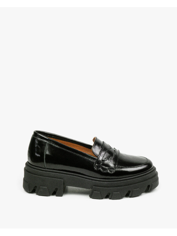 Czarne półbuty damskie skórzane