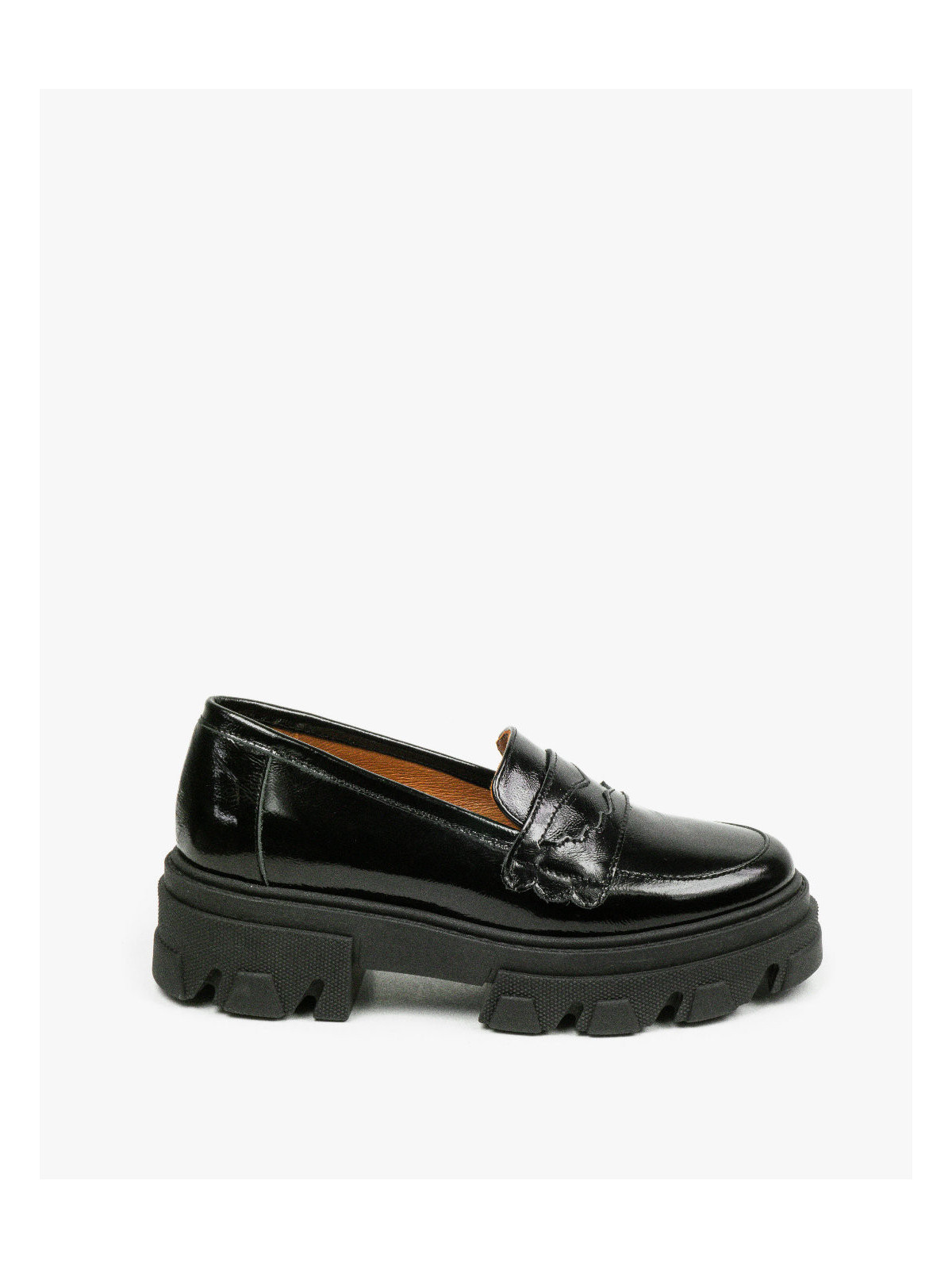 Czarne półbuty damskie skórzane