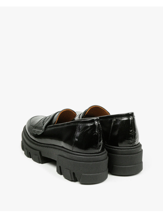 Czarne półbuty damskie skórzane